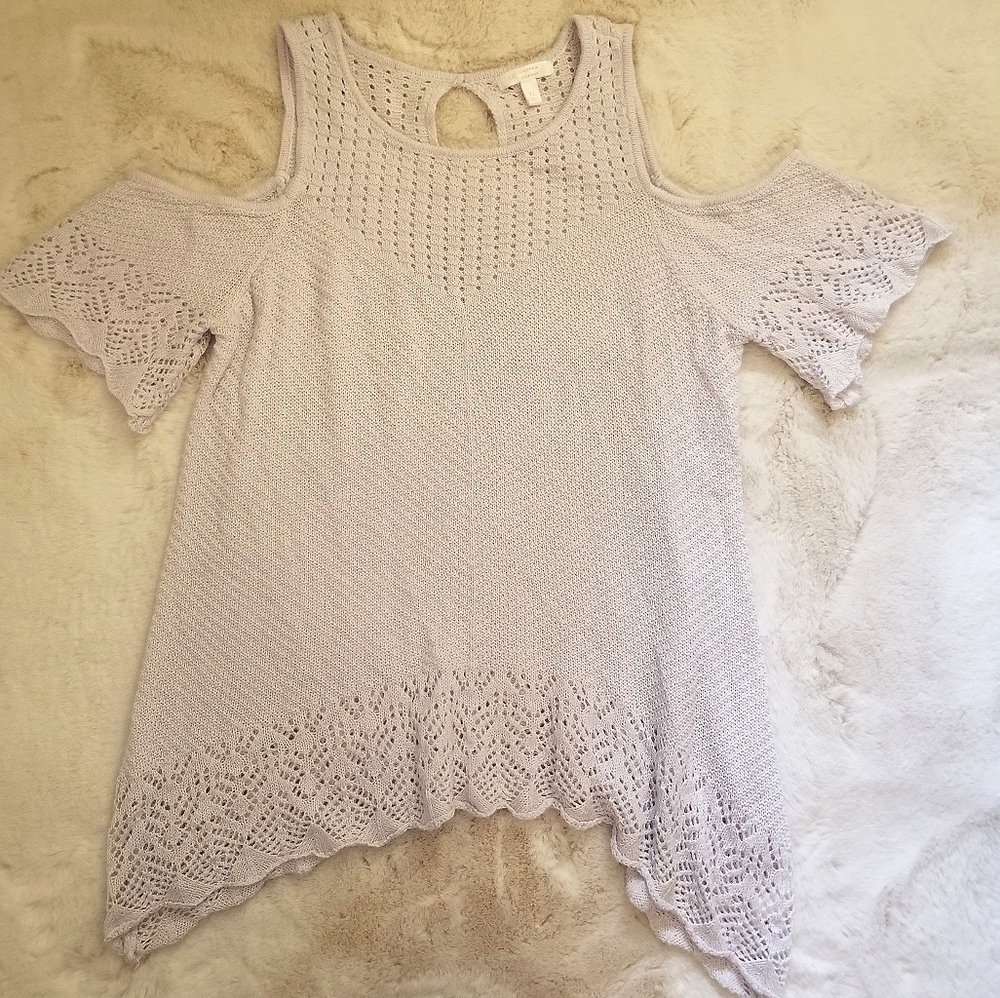 Flowy Lilac Open Shoulder Knit Tunic